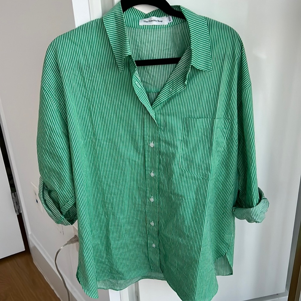 The Frankie Shop Idun Shirt Emerald Stripe